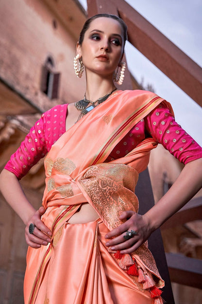 Orange Colour Satin Silk Saree SD1110190 A