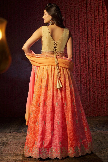 Orange Colour Semi Stitched Organza Lehenga Choli LC1080891 A