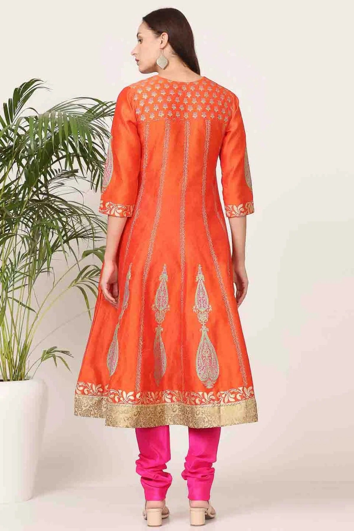 Orange Colour Silk Stitched Suit SS1112903 A
