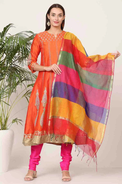 Orange Colour Silk Stitched Suit SS1112903