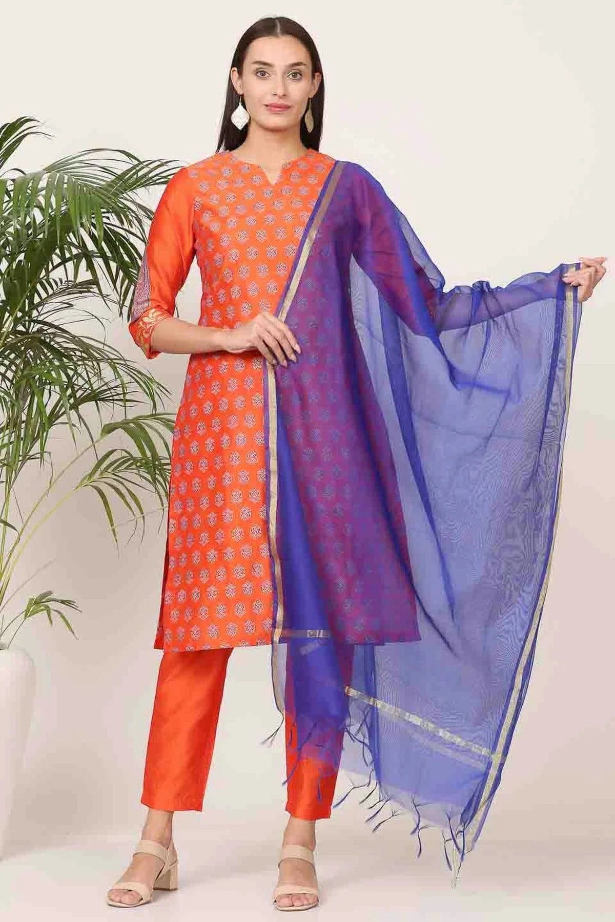 Orange Colour Silk Stitched Suit SS1112908