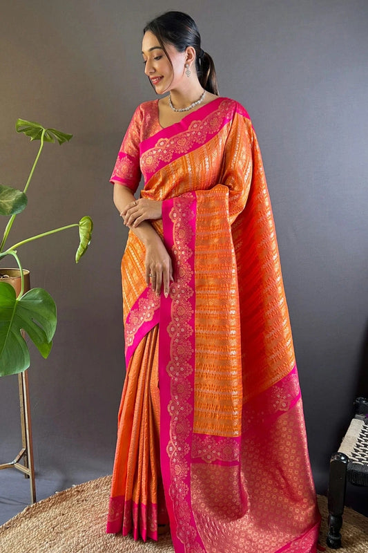 Orange Colour Silk Woven Work Saree SD1290032