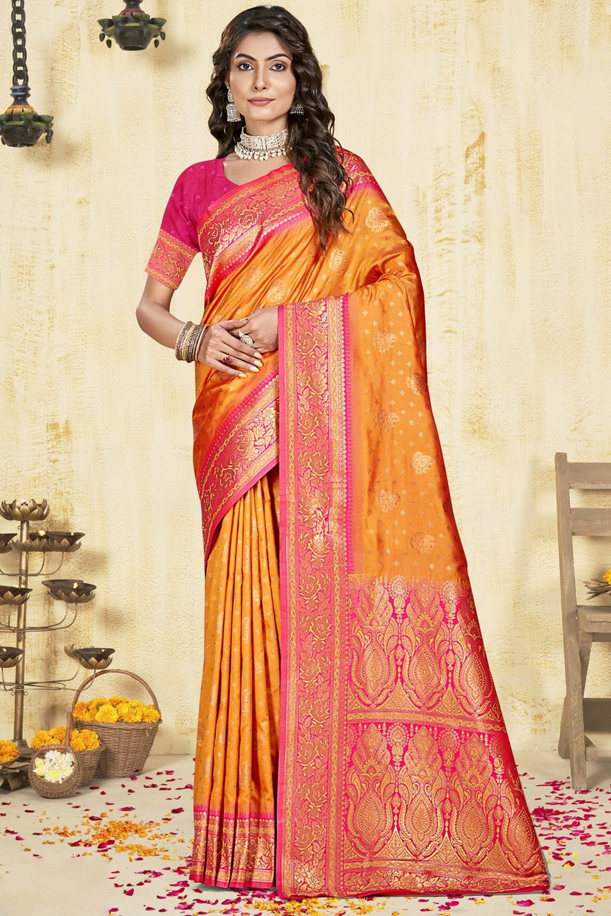 Orange Colour Silk Woven Work Traditional Saree SD1102922