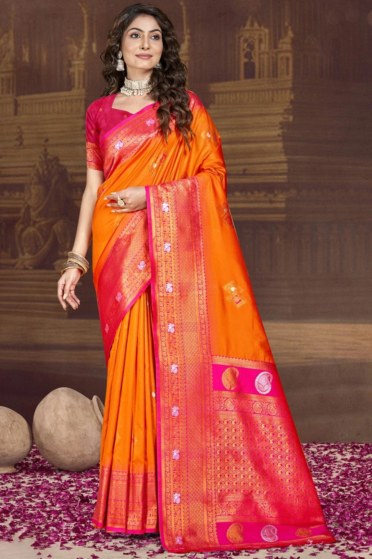 Orange Colour Silk Woven Work Traditional Saree SD1102935
