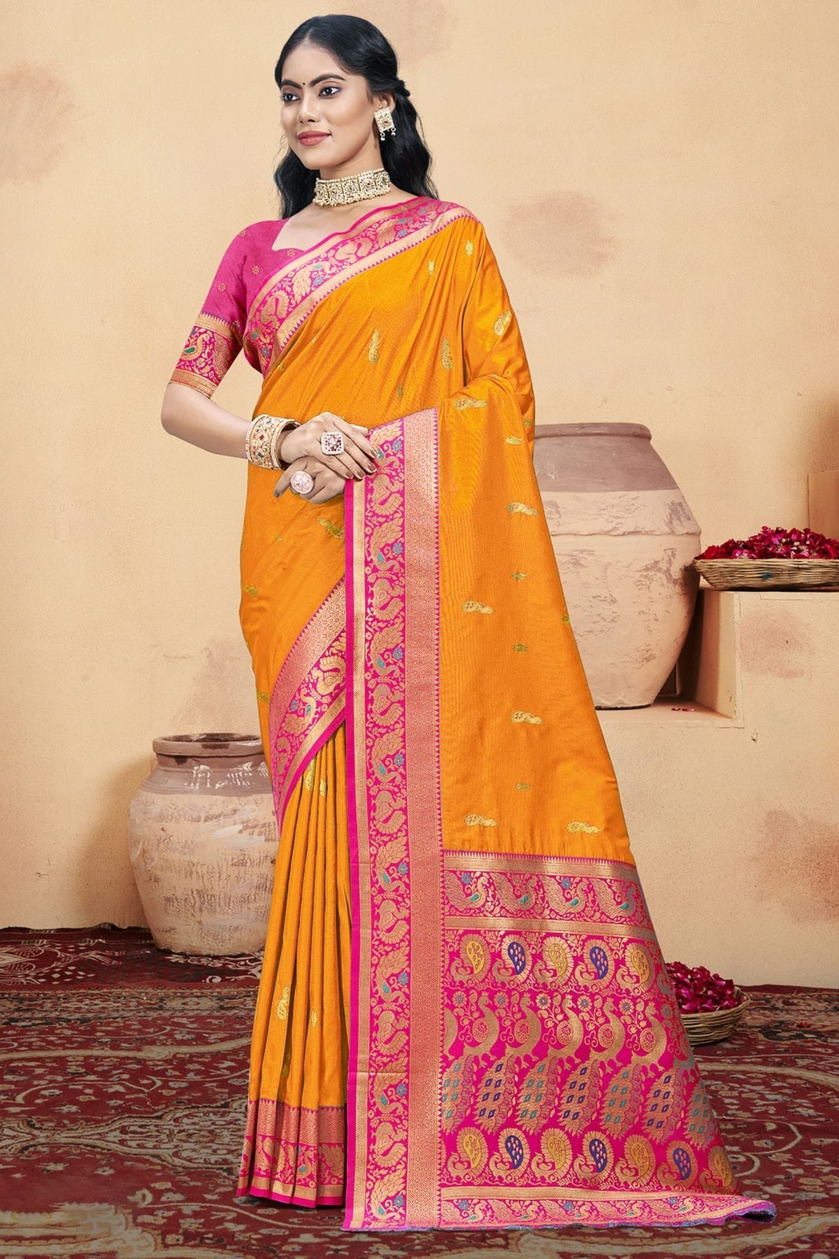 Orange Colour Silk Woven Work Traditional Saree SD1102951