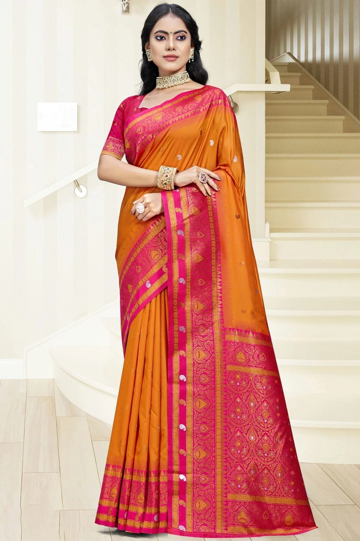 Orange Colour Silk Woven Work Traditional Saree SD1102973