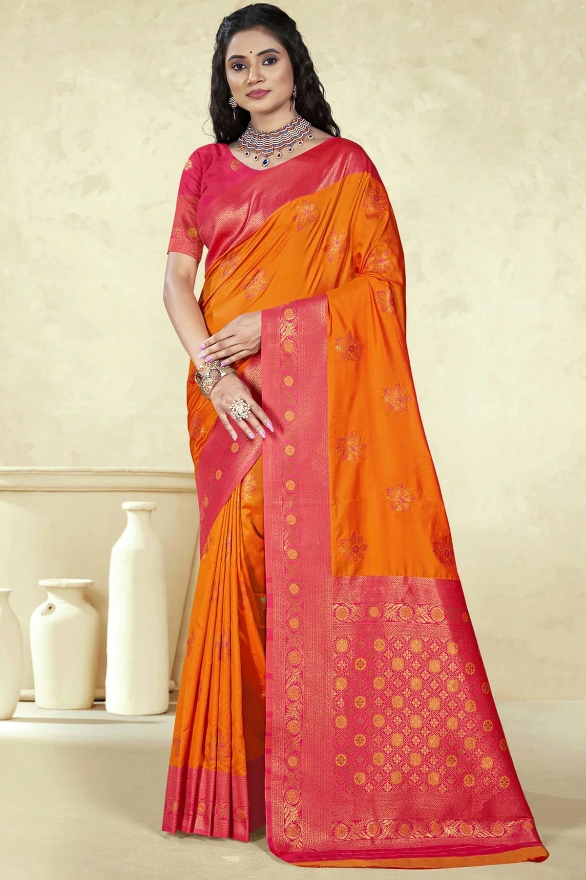 Orange Colour Silk Woven Work Traditional Saree SD1103088