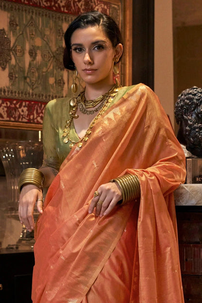 Orange Colour Tussar Silk Woven Work Saree SD1290004 A