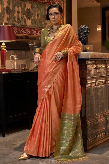 Orange Colour Tussar Silk Woven Work Saree SD1290004