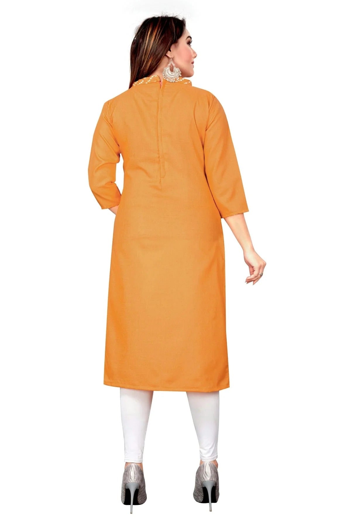Orange Colour Unstitched Slub Cotton Straight Suit US1160714 A