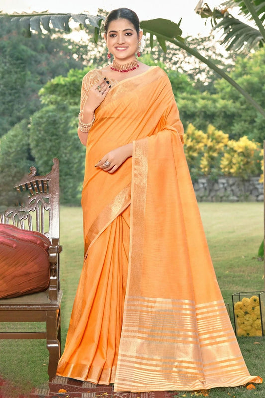 Orange Colour Woven Work Cotton Saree SD1101570