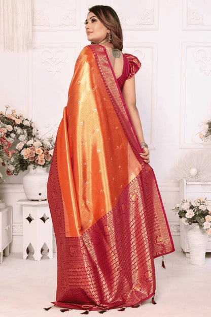Orange Colour Woven Work Pure Banarasi Tissue Silk Traditional Saree SD1250250 B