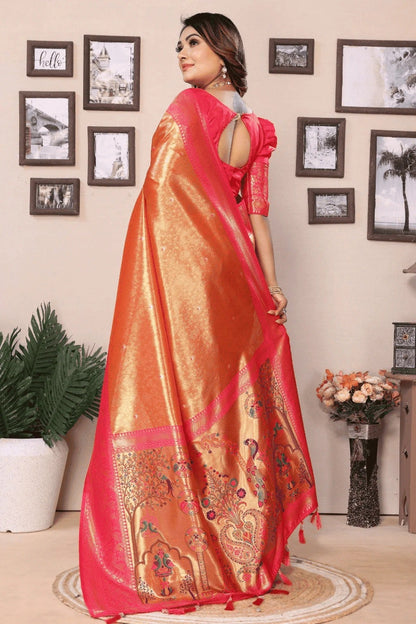 Orange Colour Woven Work Pure Banarasi Tissue Silk Traditional Saree SD1250308 B