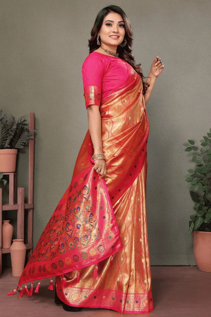 Orange Colour Woven Work Pure Banarasi Tissue Silk Traditional Saree SD1250317 A