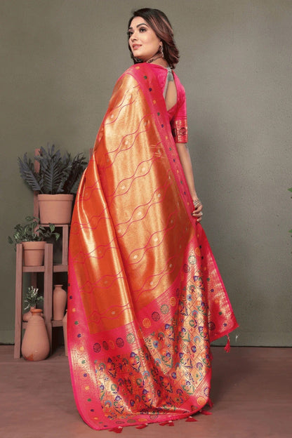 Orange Colour Woven Work Pure Banarasi Tissue Silk Traditional Saree SD1250317 B