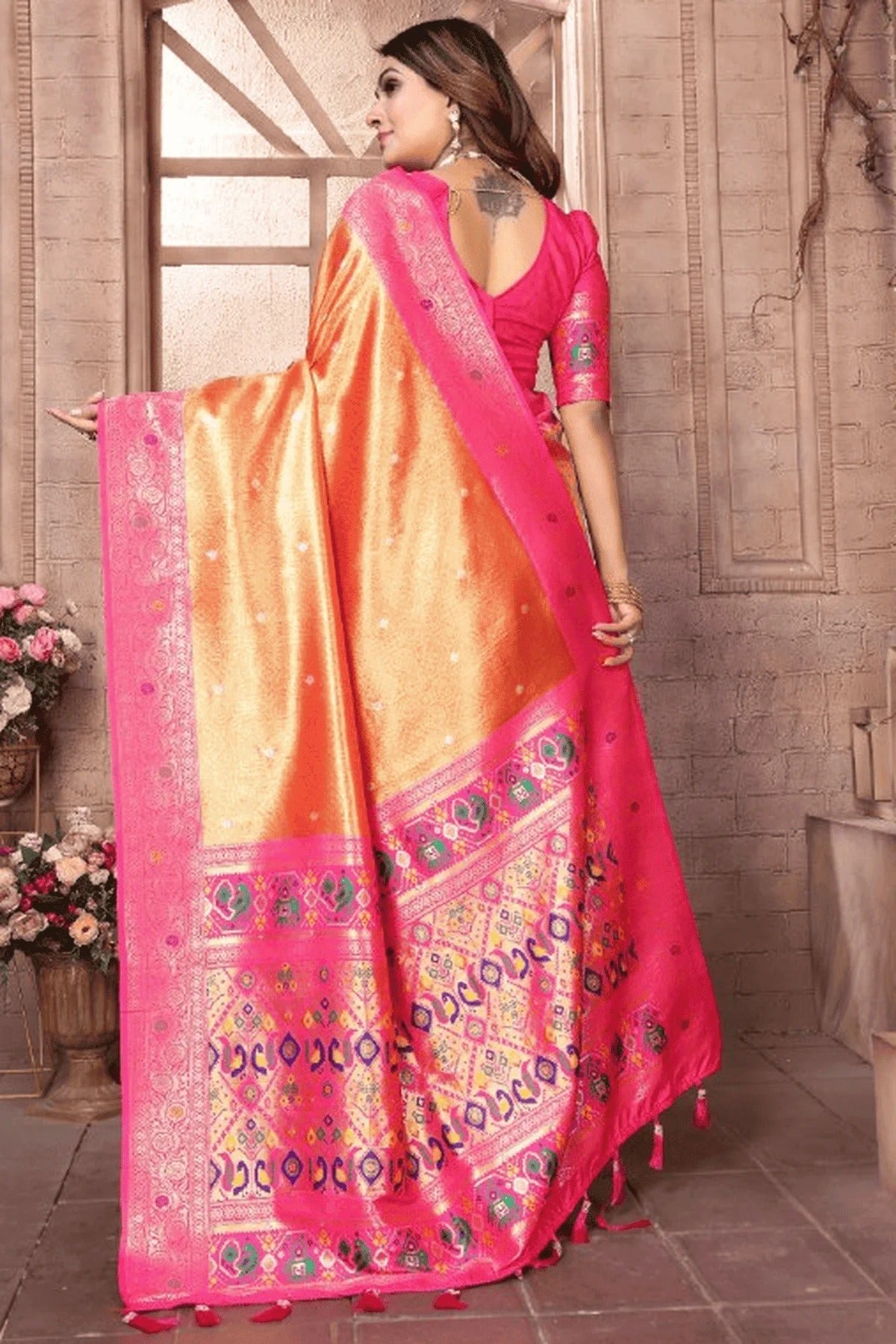 Orange Colour Woven Work Pure Banarasi Tissue Silk Traditional Saree SD1250331 B