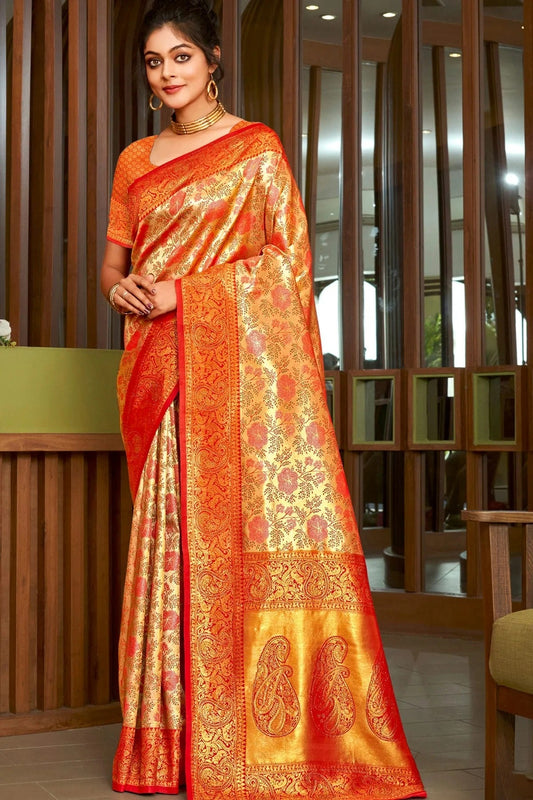 Orange Colour Woven Work Silk Saree SD1102149