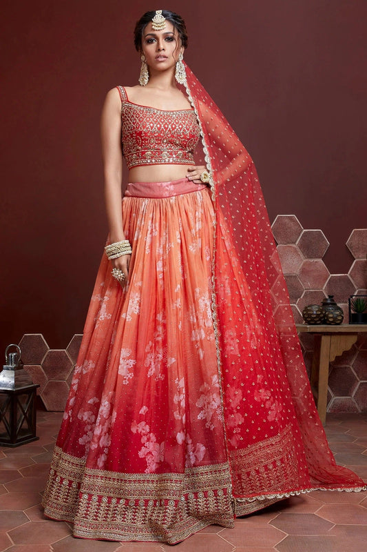 Orange Organza Silk Designer Lehenga Choli LC1010158
