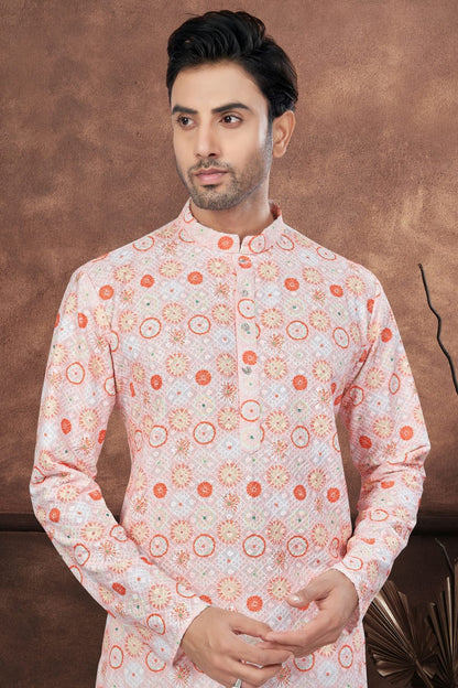 Orange and Cream Soft Rayon Kurta Pajama KP1040681 A