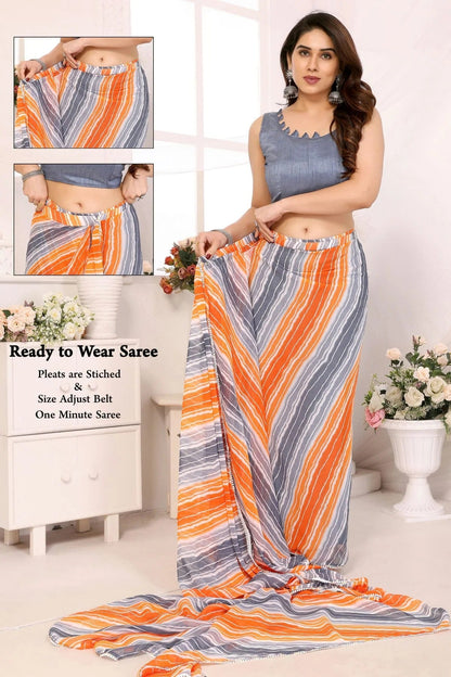 Orange and Grey Colour Georgette Ready To Wear Saree SD1180032 A