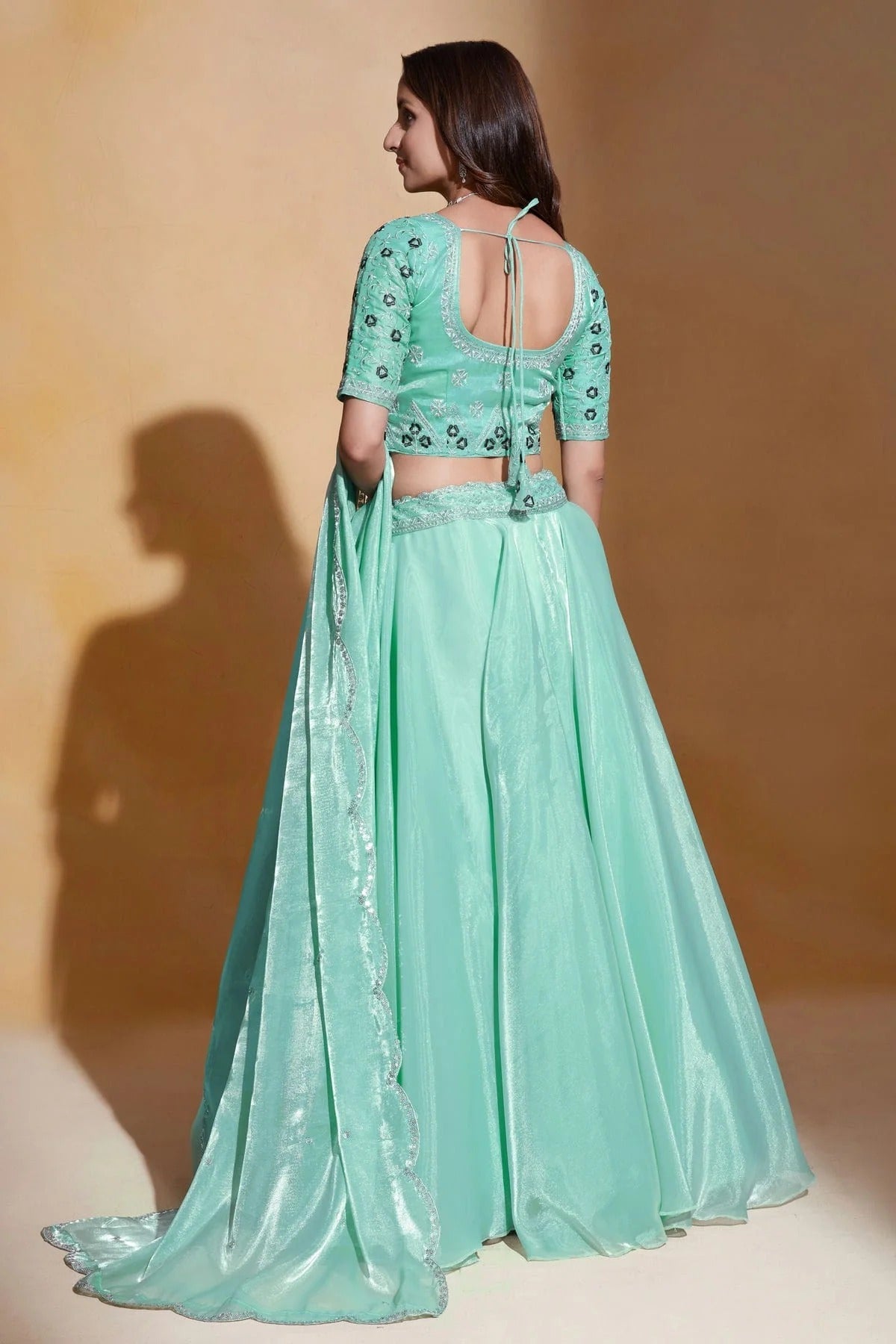 Organza  Designer Lehenga Choli In Aqua Blue Colour LC1270075 B