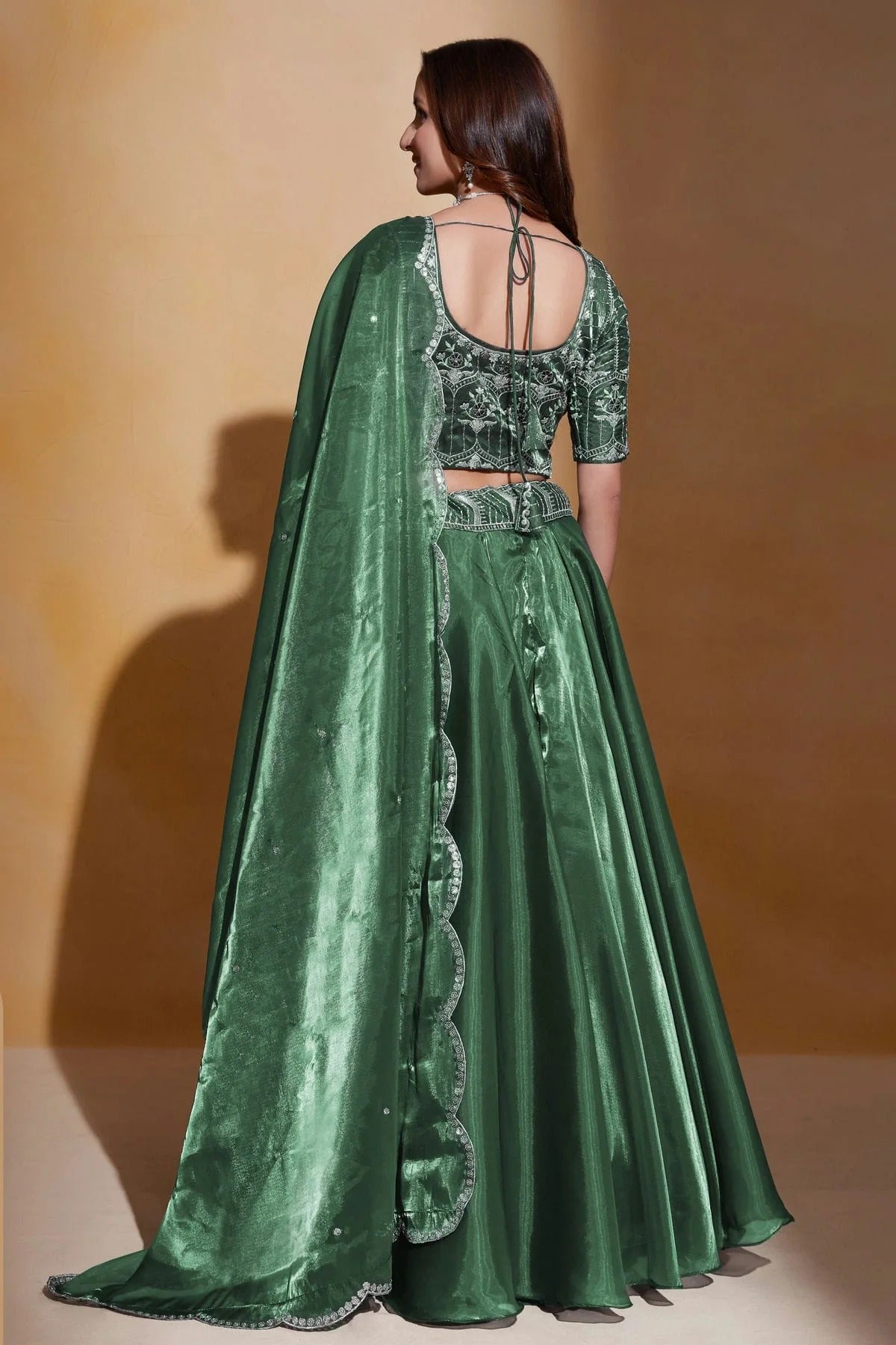 Organza  Designer Lehenga Choli In Green Colour LC1270071 B