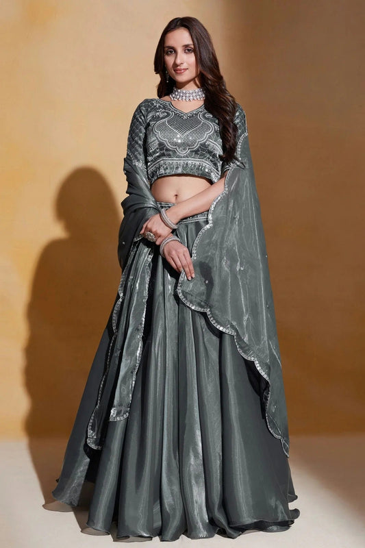 Organza  Designer Lehenga Choli In Grey Colour LC1270073 A