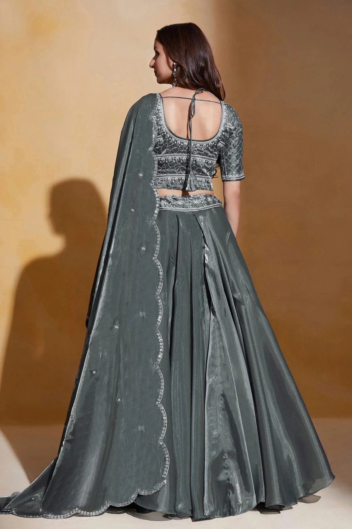 Organza  Designer Lehenga Choli In Grey Colour LC1270073 B