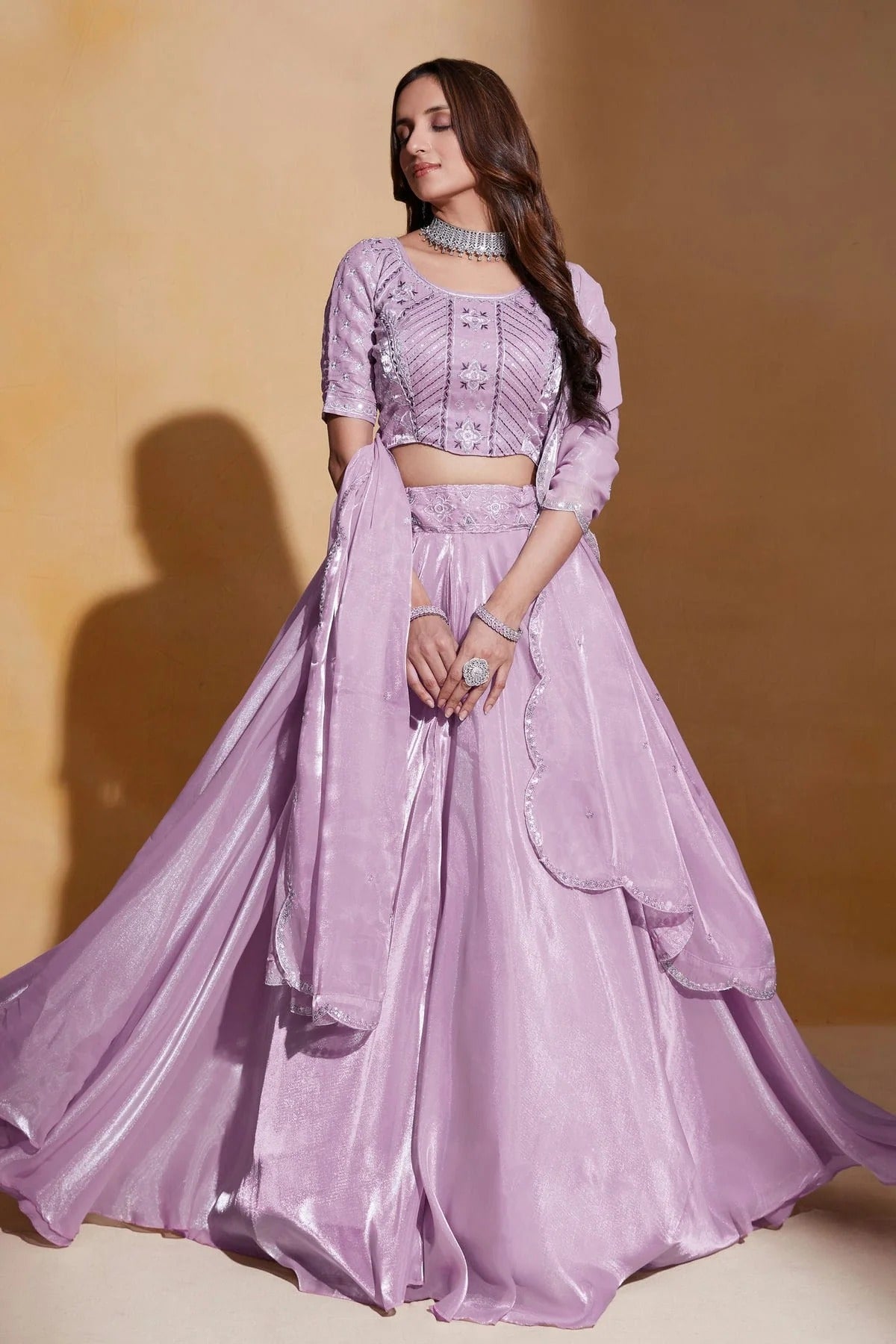 Organza  Designer Lehenga Choli In Lavender Colour LC1270074 A