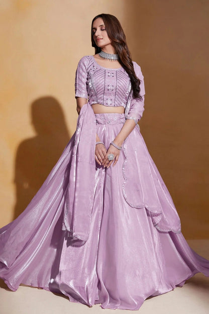 Organza  Designer Lehenga Choli In Lavender Colour LC1270074 A