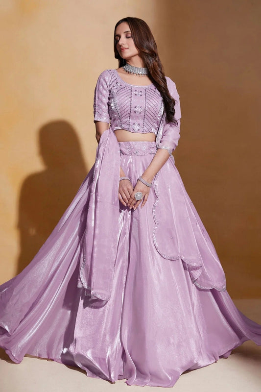 Organza  Designer Lehenga Choli In Lavender Colour LC1270074 A