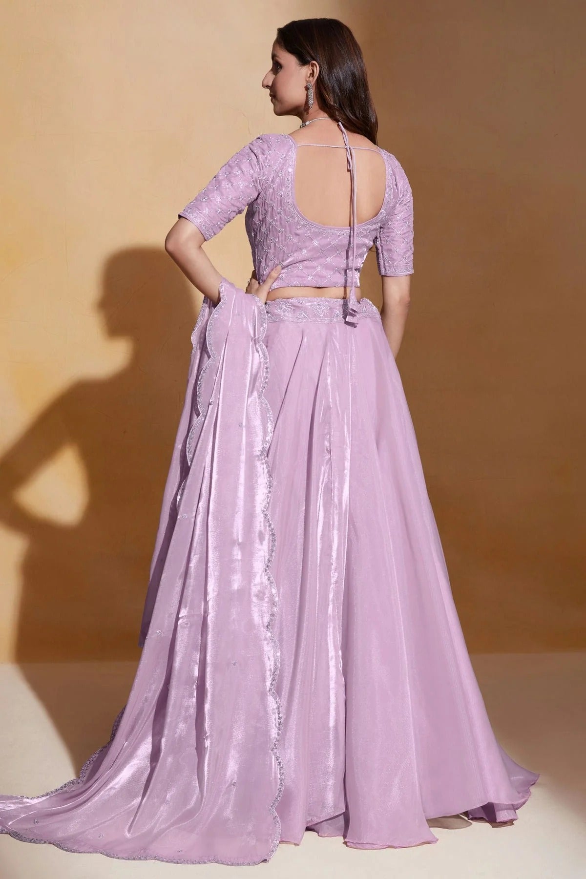 Organza  Designer Lehenga Choli In Lavender Colour LC1270074 B