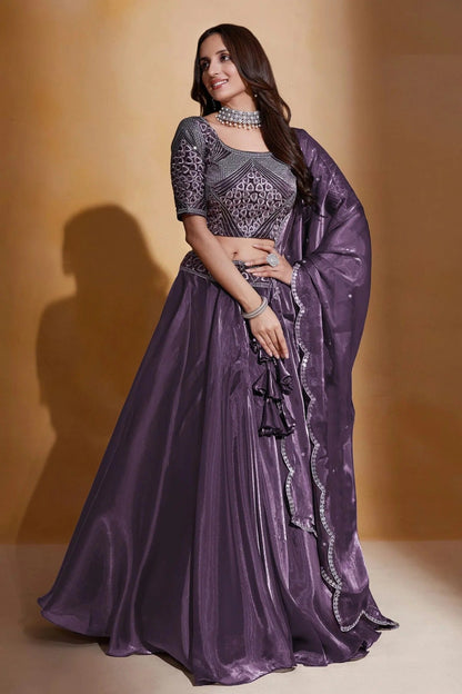 Organza  Designer Lehenga Choli In Violet Colour LC1270072 A