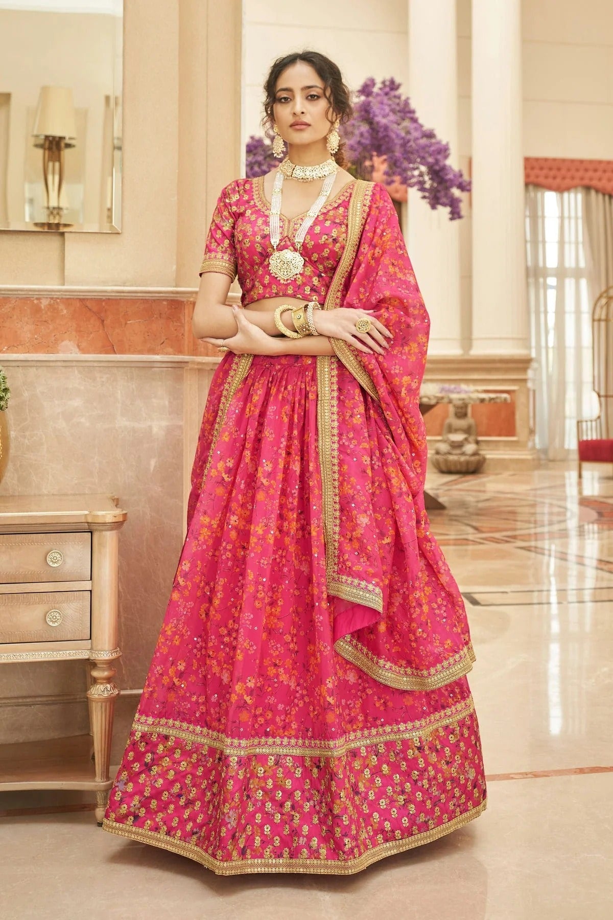 Organza Embroidery A Line Lehenga Choli LC1010169 A