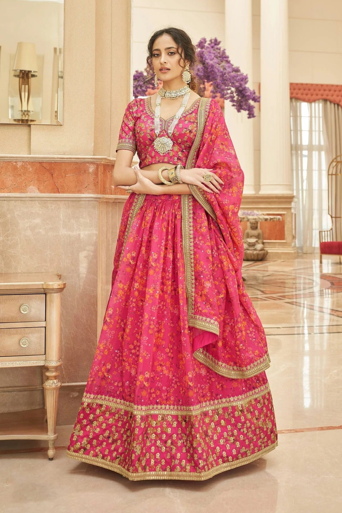 Organza Embroidery A Line Lehenga Choli LC1010169