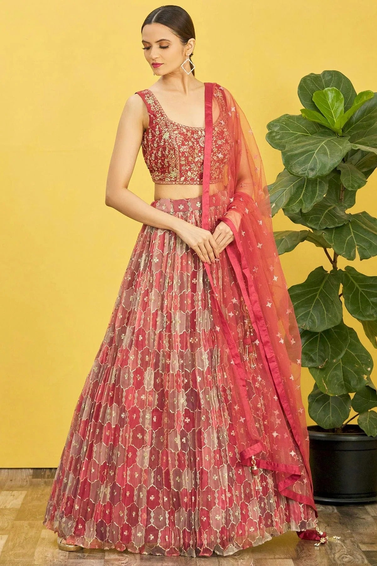Organza Embroidery A Line Lehenga Choli LC1010246