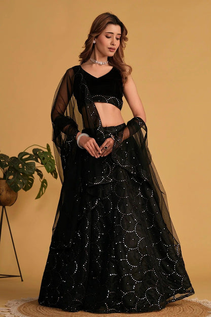 Organza Net Embroidery A Line Lehenga Choli LC1010234