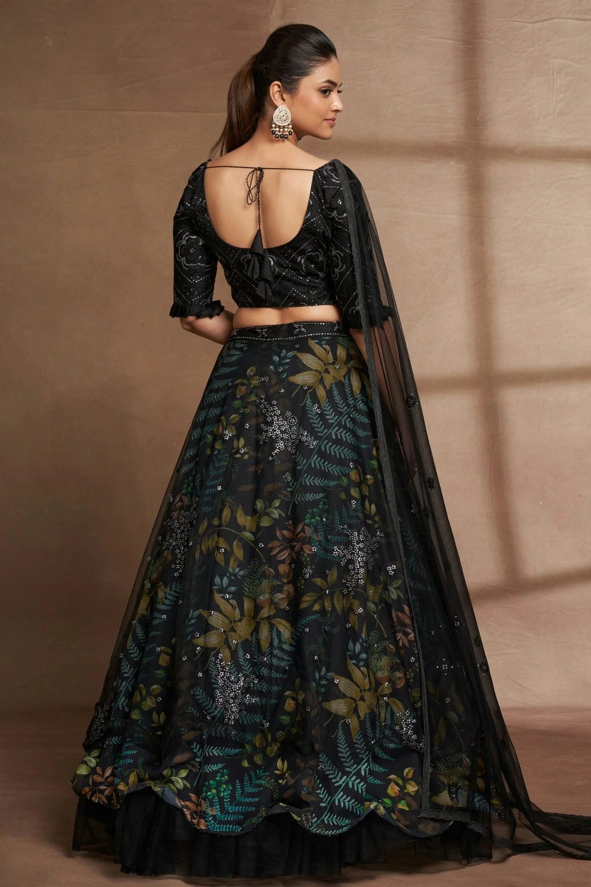 Organza and Net Designer Lehenga Choli In Black Colour LC1270063 B
