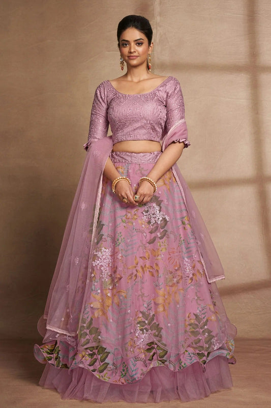 Organza and Net Designer Lehenga Choli In Lavender Colour LC1270065 A