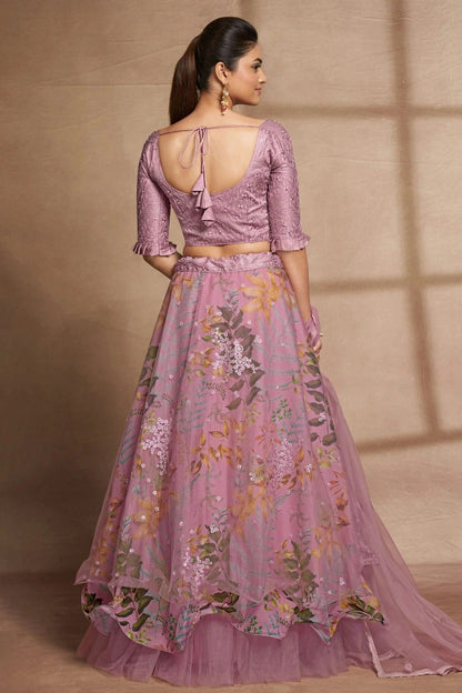 Organza and Net Designer Lehenga Choli In Lavender Colour LC1270065 B