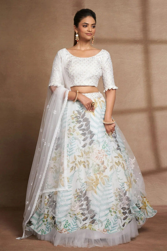 Organza and Net Designer Lehenga Choli In Off White Colour LC1270062 A