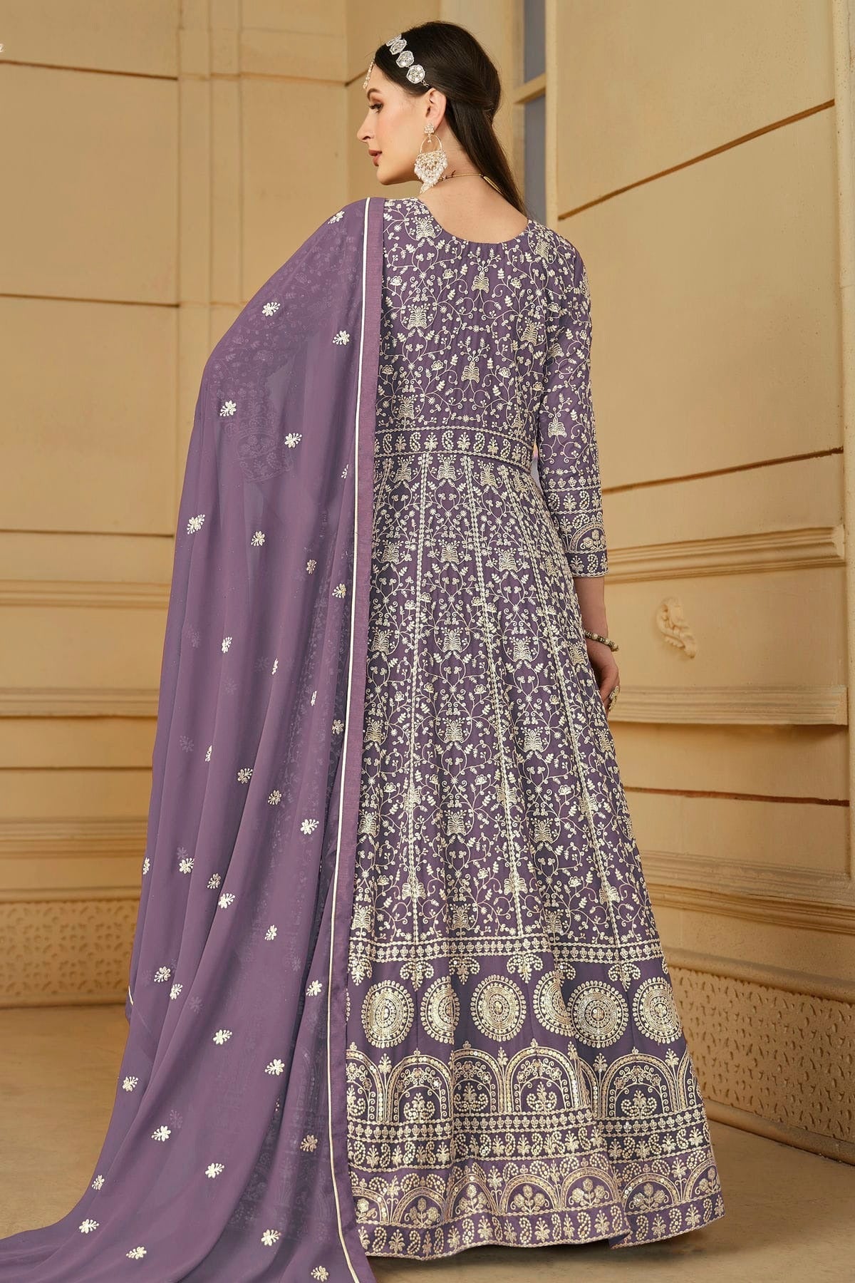 Pastel Blue Colour Semi Stitched Faux Georgette Anarkali Suit SM1050462 A