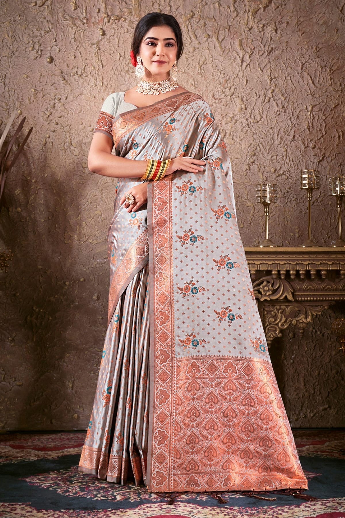 Pastel Blue Colour Woven Work Silk Saree SD1101721