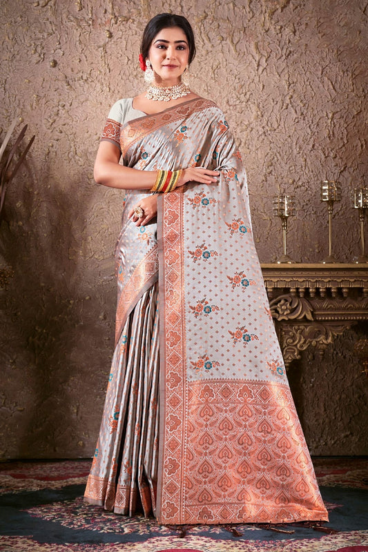 Pastel Blue Colour Woven Work Silk Saree SD1101721