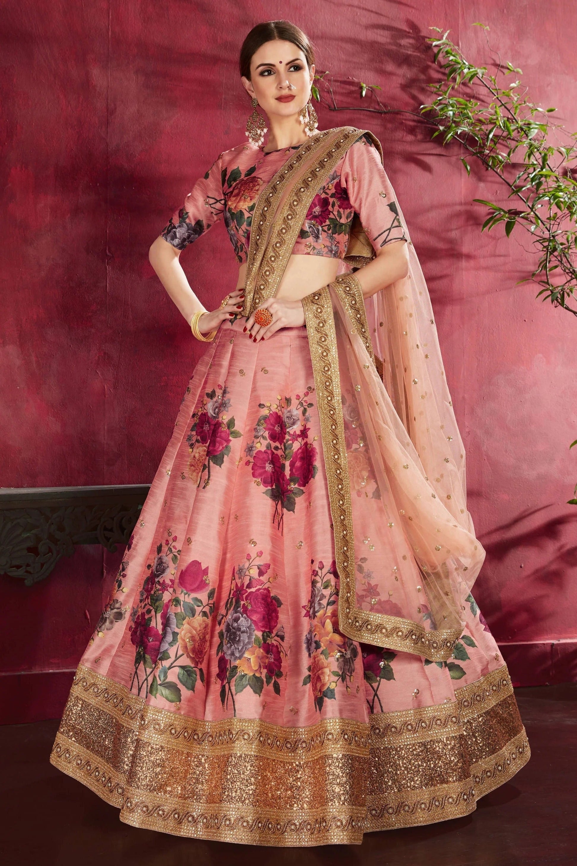 Peach Banglori Silk Designer Lehenga Choli LC1010143 A