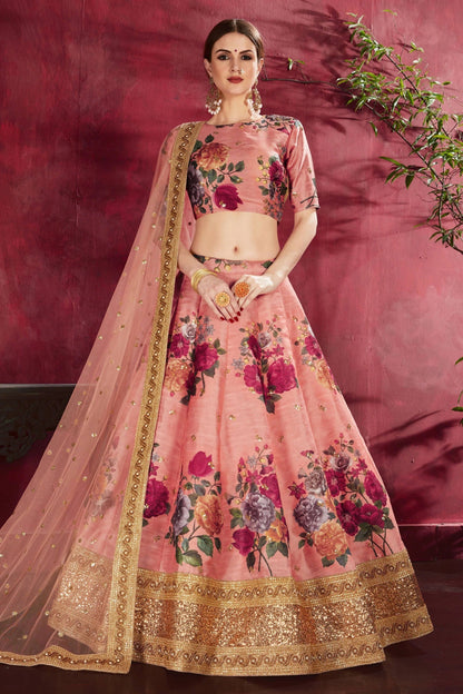 Peach Banglori Silk Designer Lehenga Choli LC1010143