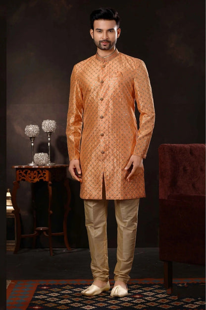 Peach Colour Art Silk Sherwani SH1040360