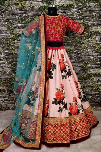 Peach Colour Art Silk and Banglori Silk Lehenga Choli LC1010002 A