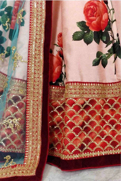 Peach Colour Art Silk and Banglori Silk Lehenga Choli LC1010002 C