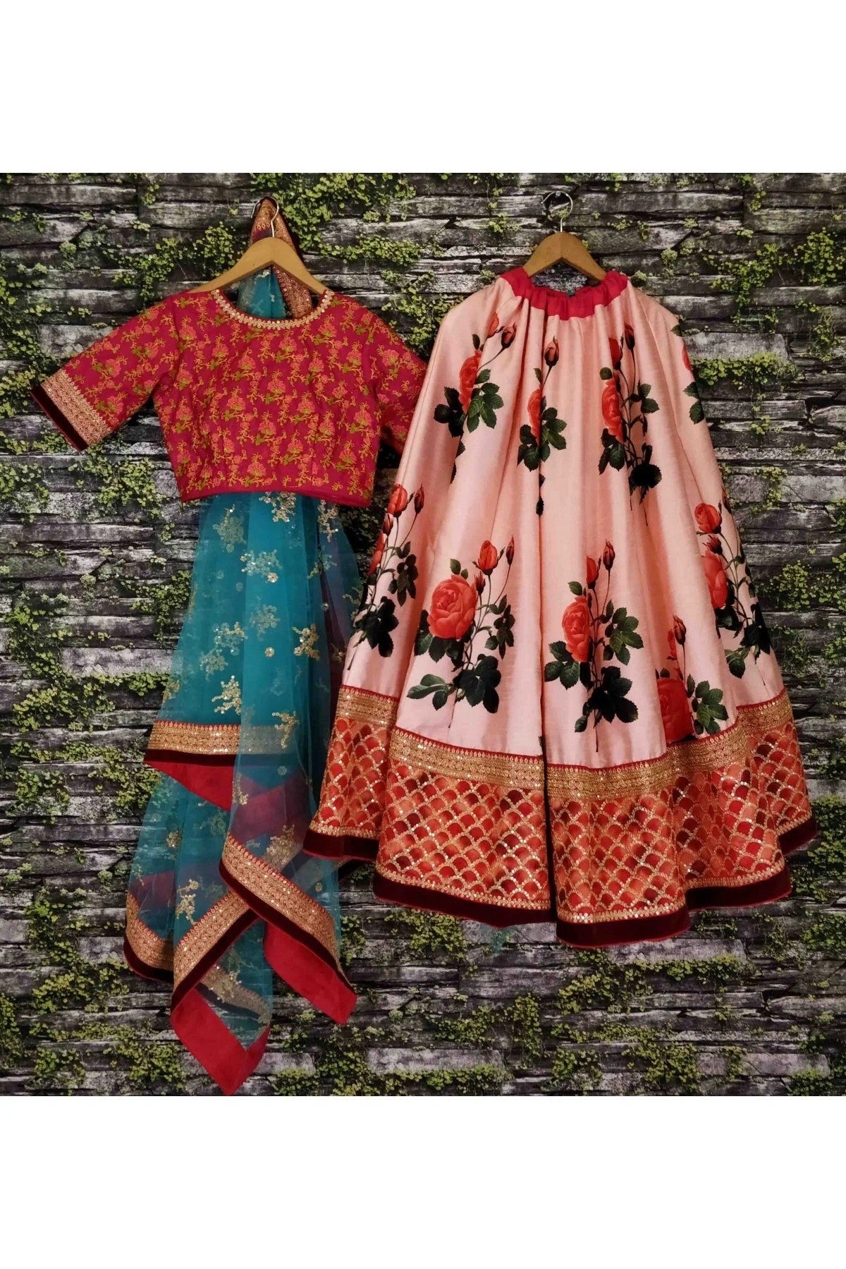 Peach Colour Art Silk and Banglori Silk Lehenga Choli LC1010002 D
